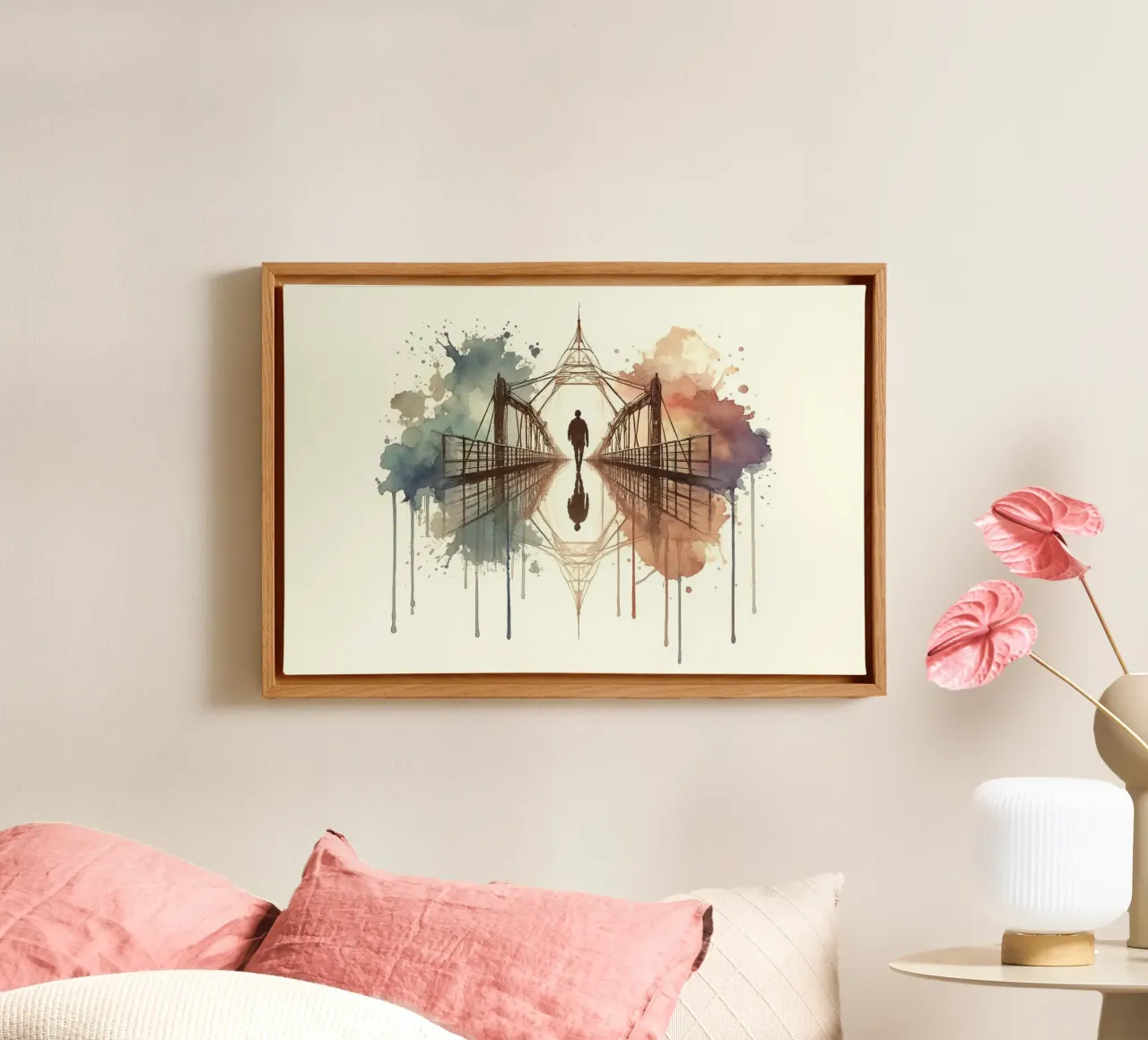 Abstract Reflection canvas with Floater frame by Chromatic Fusion Studio