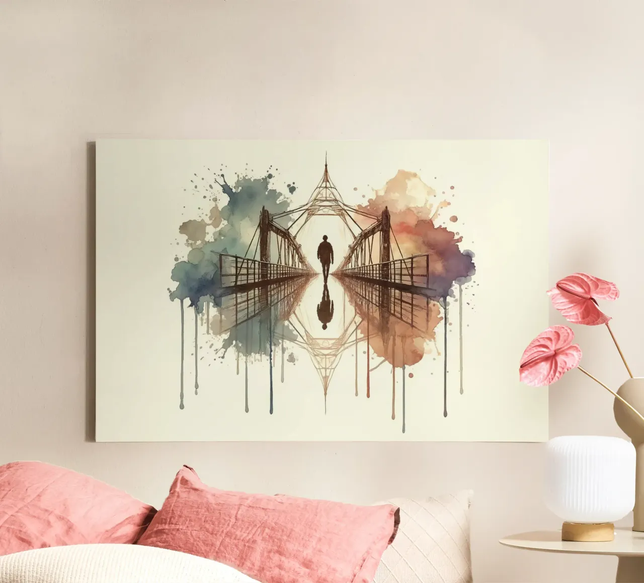 Abstract Reflection canvas with Floater frame by Chromatic Fusion Studio