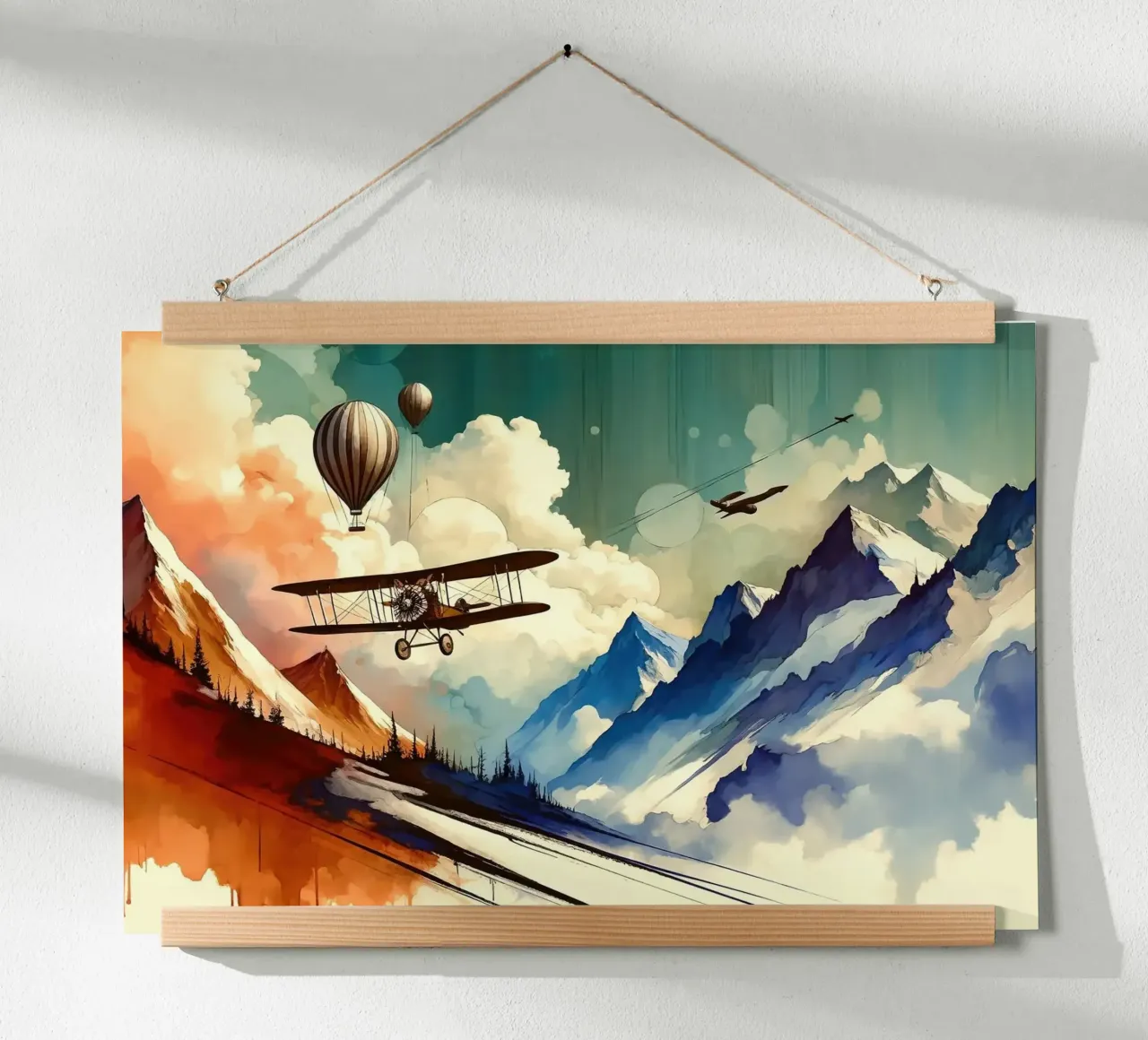 Avventura aerea Beatitudine poster con telaio in legno da Chromatic Fusion Studio