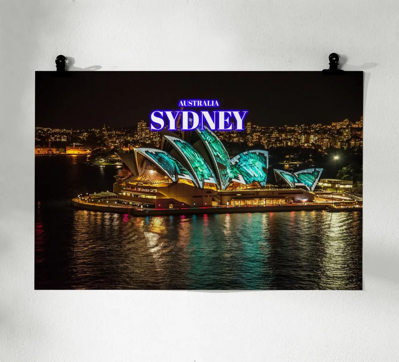 Sydney di notte - Australia poster con telaio in plastica da surfer28