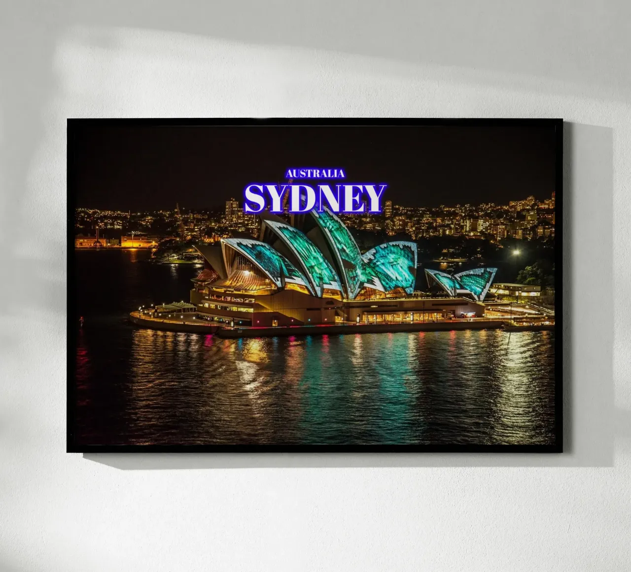 Sydney di notte - Australia poster con telaio in plastica da surfer28