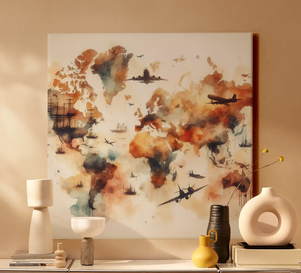 Lucht- en zeereis canvas met Baklijst van Chromatic Fusion Studio