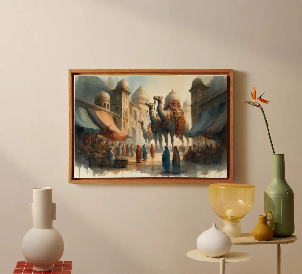 Ancient Marketplace Rhythms and Beasts canvas by Chromatic Fusion Studio