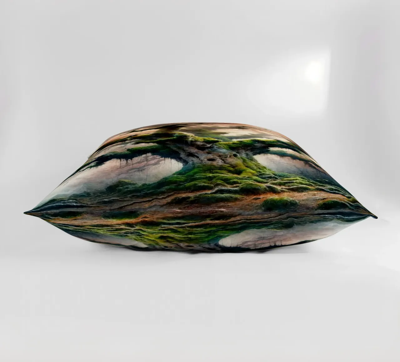 Ancient Tree Whispers in the Morning Mist decorative cushion by Chromatic Fusion Studio