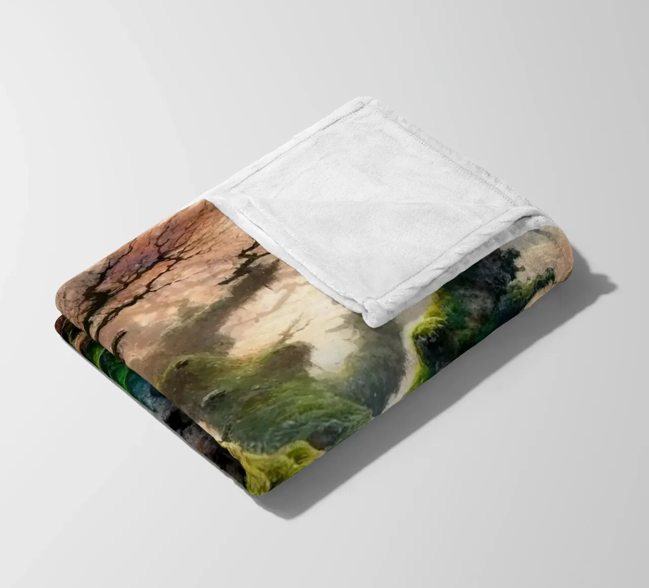 Ancient Tree Whispers in the Morning Mist fleece blanket by Chromatic Fusion Studio