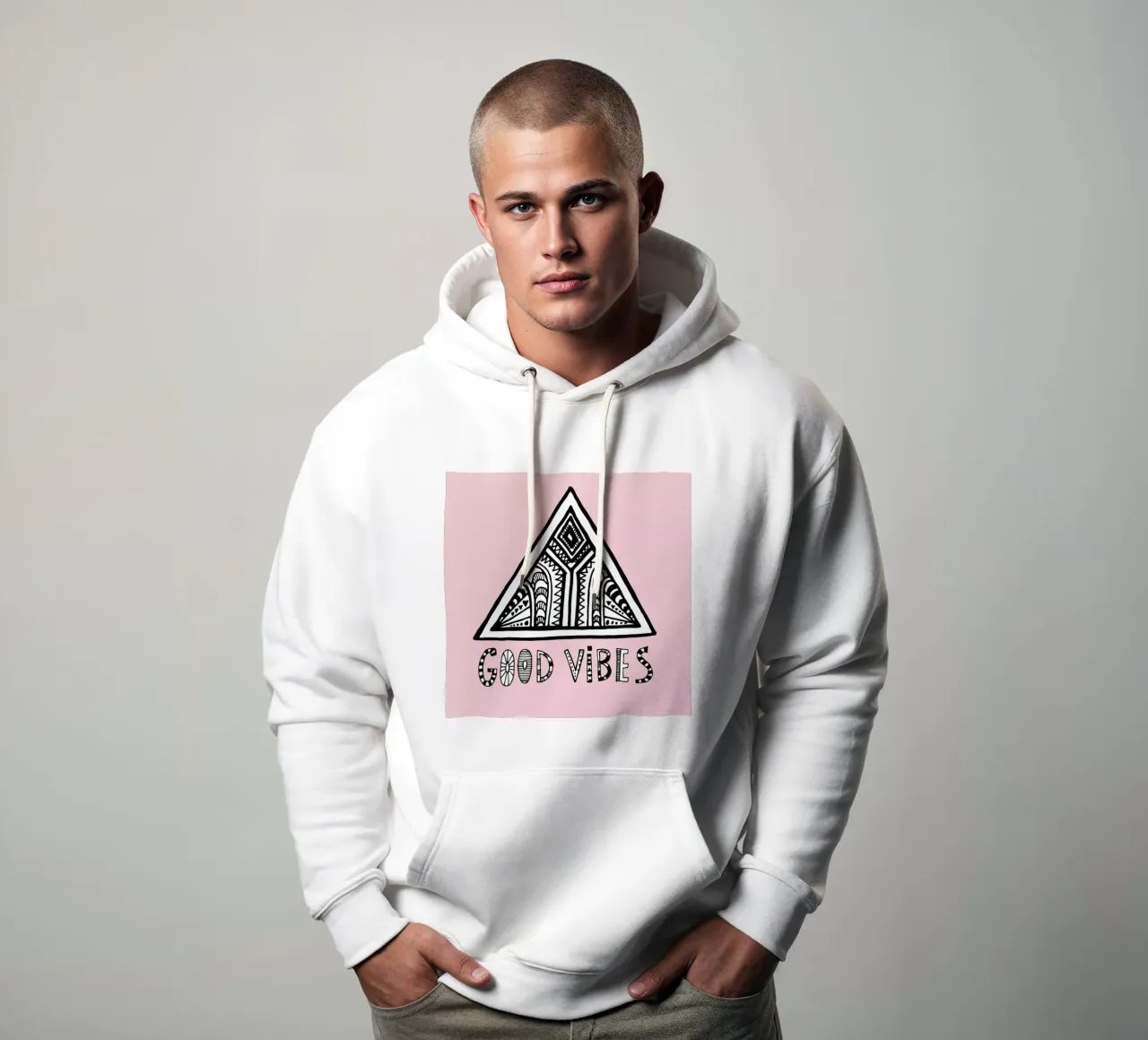 Good Vibes Pink Blue felpa con cappuccio da Vasare Nar