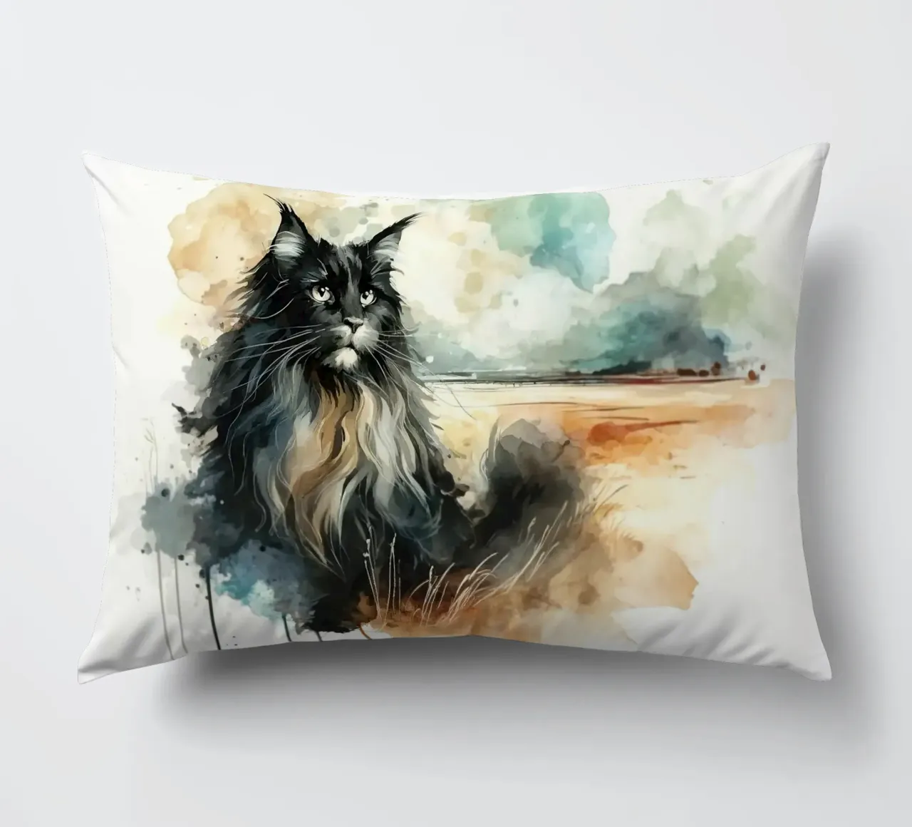 Paesaggio artistico felino cuscino da Chromatic Fusion Studio