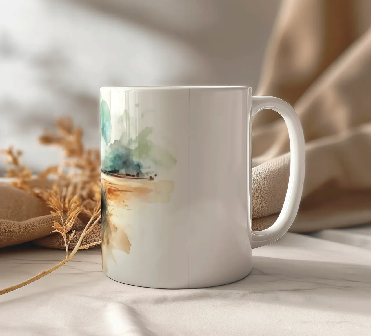 Paesaggio artistico felino tazza in ceramica da Chromatic Fusion Studio
