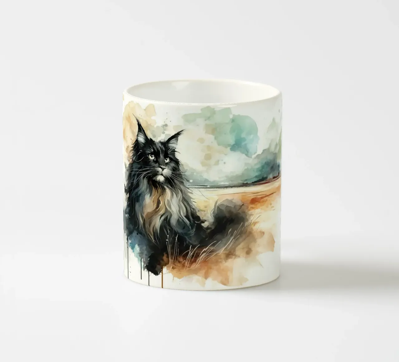 Paesaggio artistico felino tazza in ceramica da Chromatic Fusion Studio