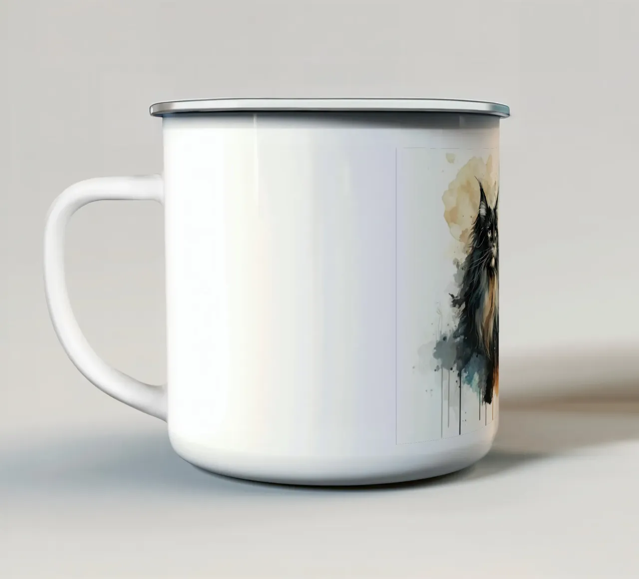 Paesaggio artistico felino tazza in smalto da Chromatic Fusion Studio
