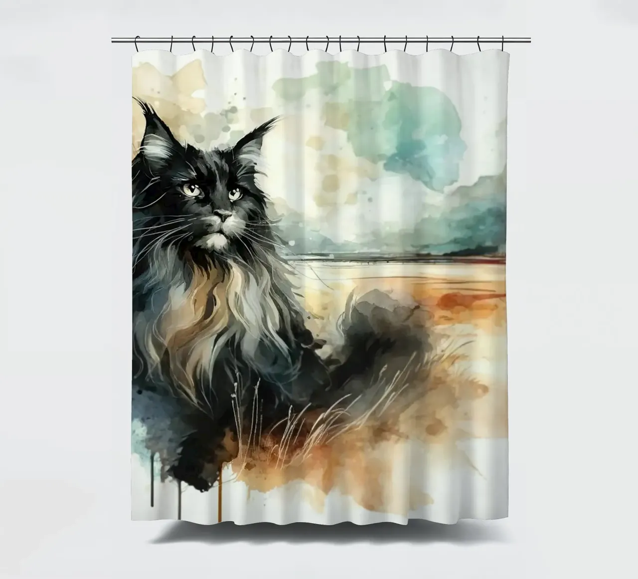 Paesaggio artistico felino tenda da doccia da Chromatic Fusion Studio