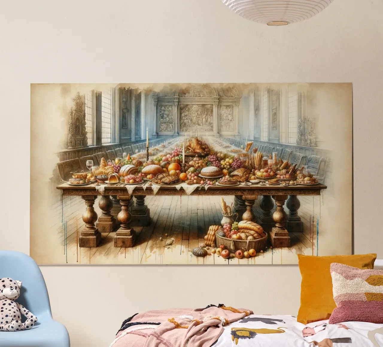 Banchetto dell'abbondanza poster con telaio in plastica da Chromatic Fusion Studio