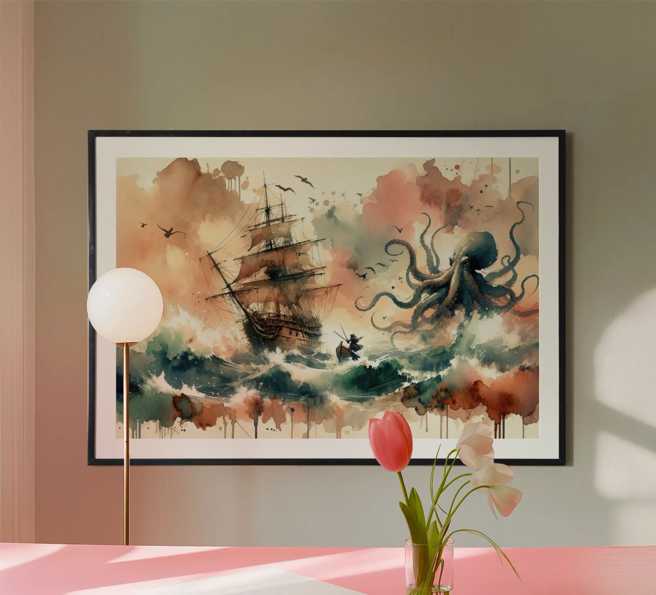 Bataille avec le monstre marin poster de Chromatic Fusion Studio