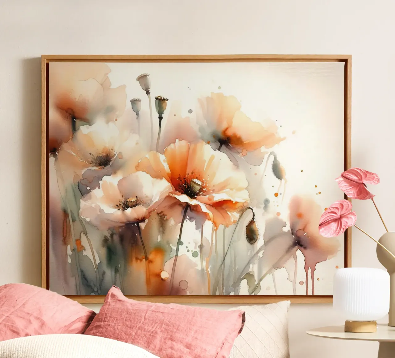 Blozende klaprozentuin canvas met Baklijst van Chromatic Fusion Studio