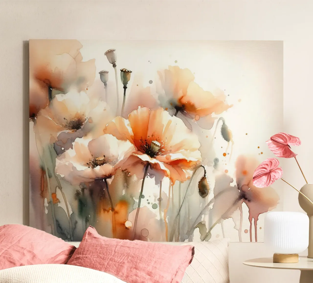 Blozende klaprozentuin canvas met Baklijst van Chromatic Fusion Studio