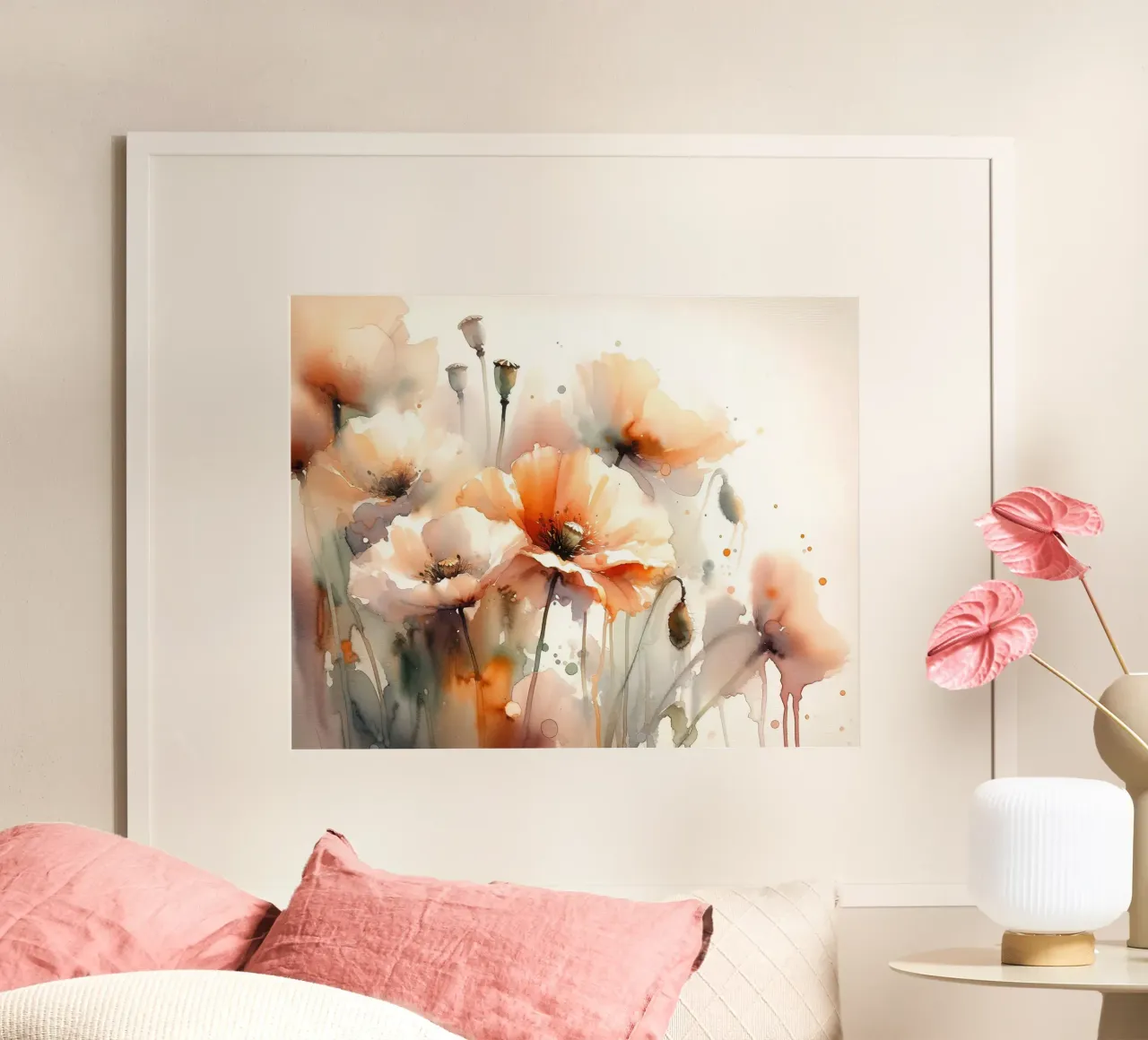 Blozende klaprozentuin poster met aluminium frame van Chromatic Fusion Studio