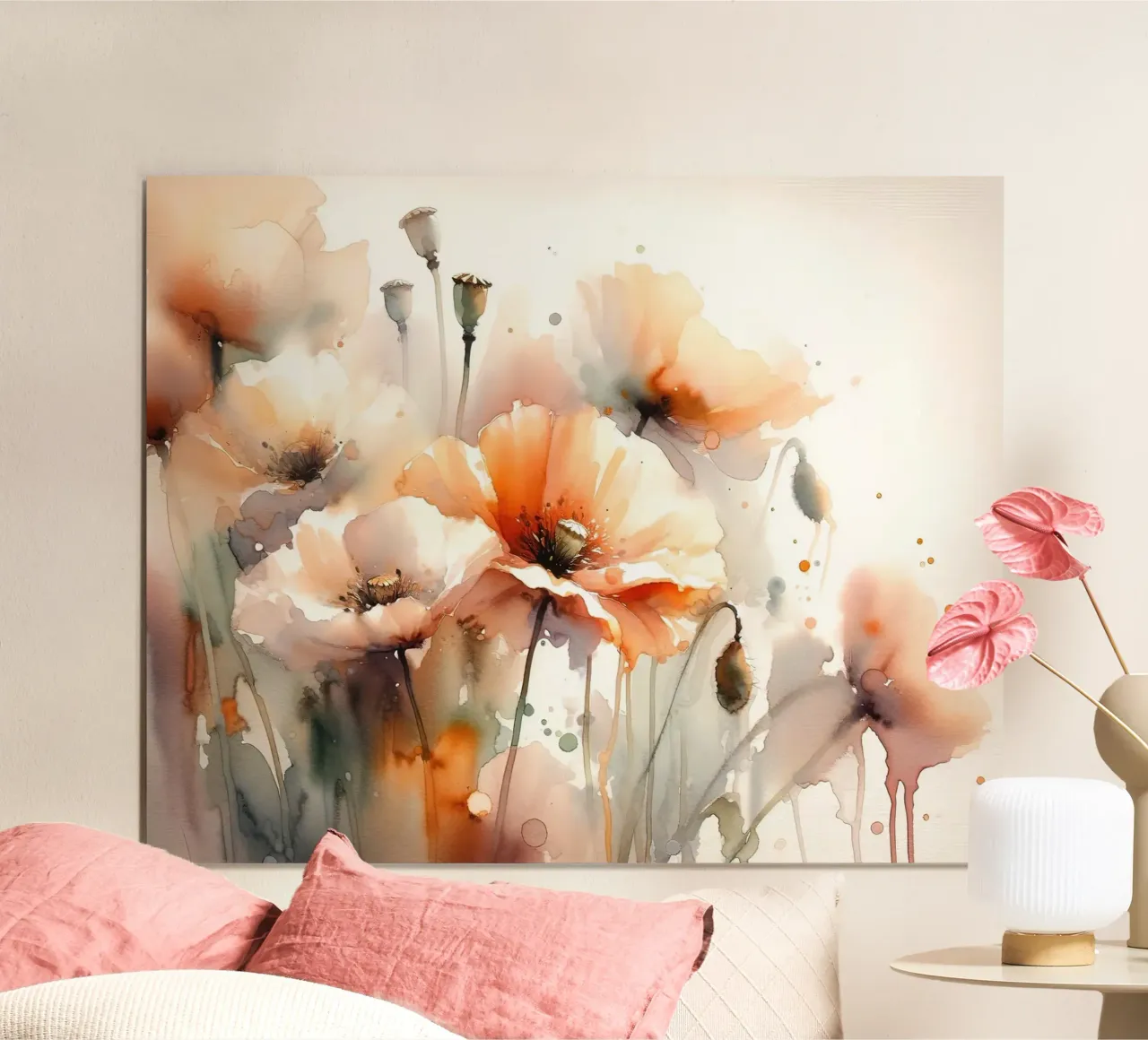 Blozende klaprozentuin poster met aluminium frame van Chromatic Fusion Studio