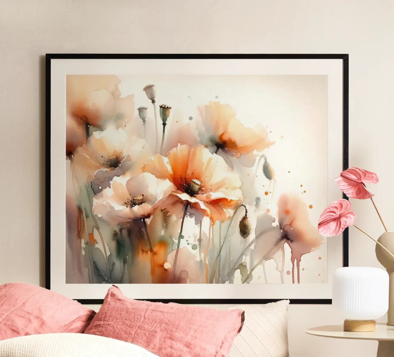 Blozende klaprozentuin poster met aluminium frame van Chromatic Fusion Studio