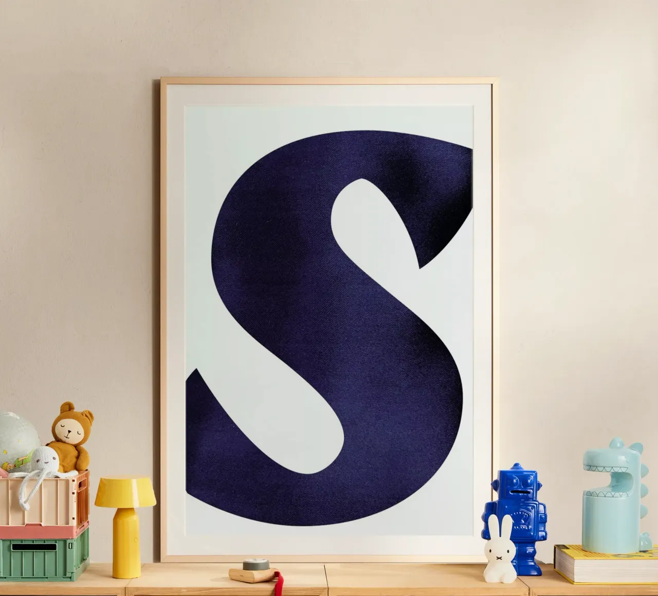 Navy S poster con telaio in legno da petiteCAPS