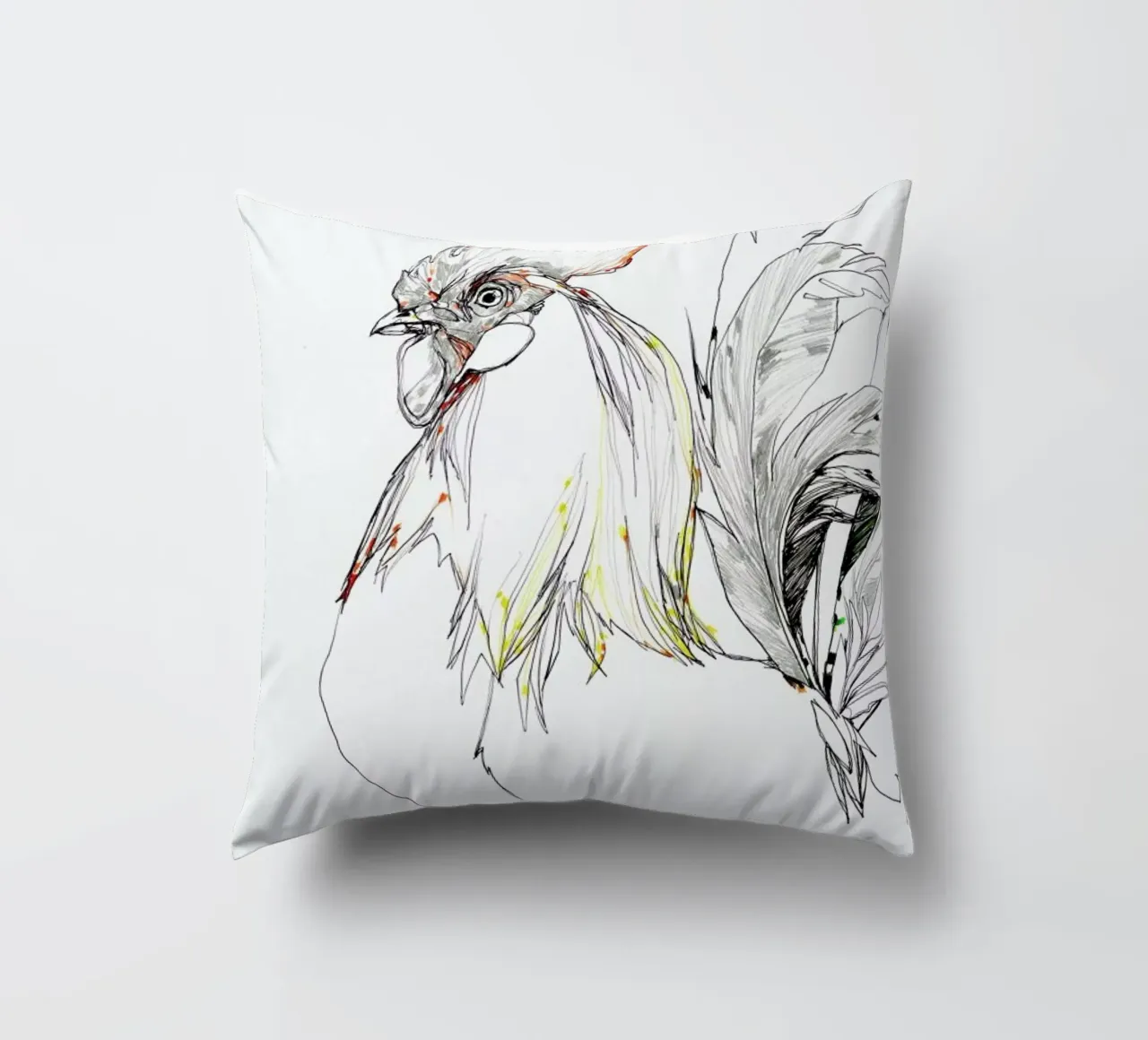Cock decorative cushion by Mala Alani