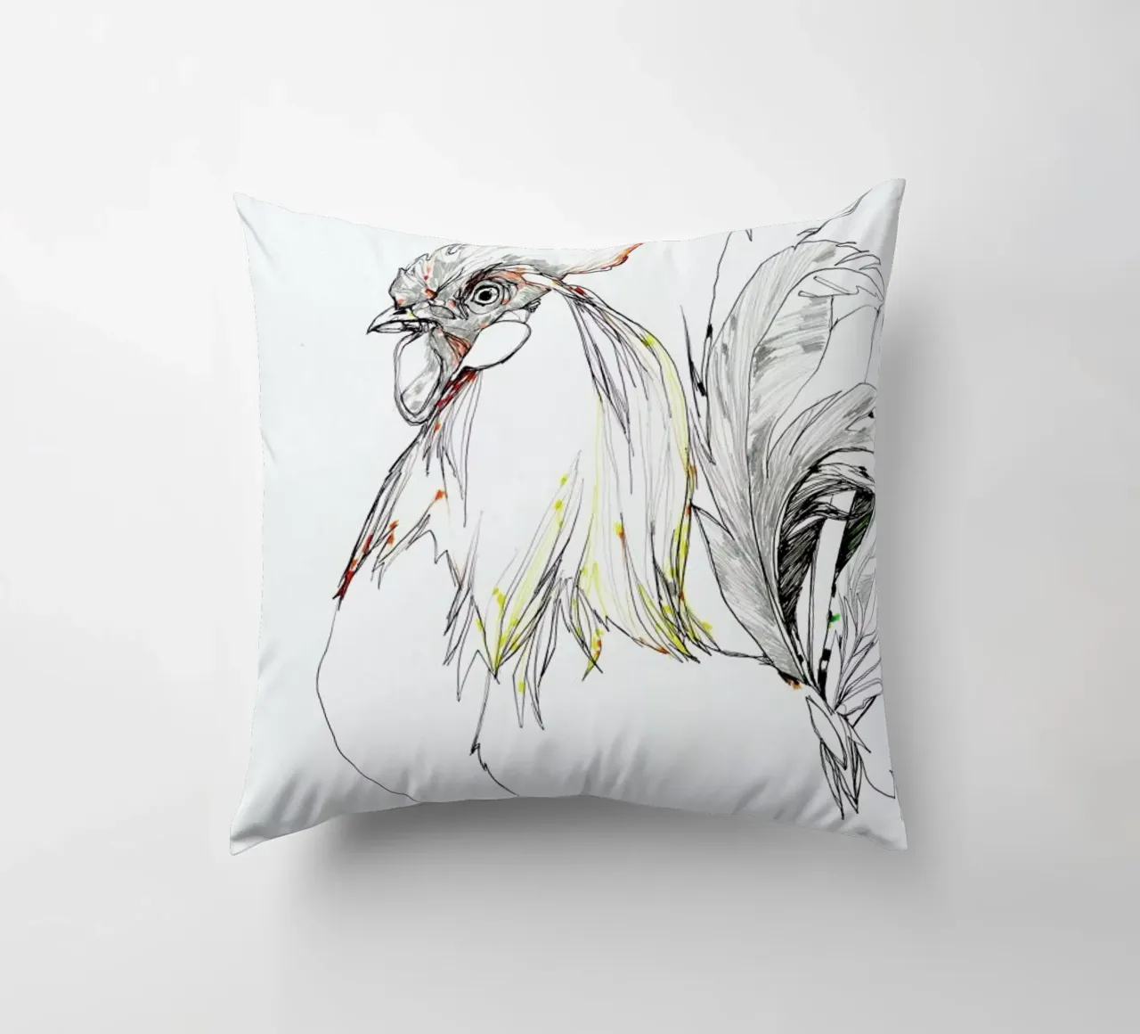 Cock decorative cushion by Mala Alani