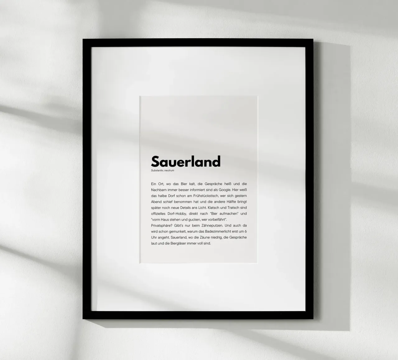Definition Sauerland poster con telaio in legno da DigiWunderwerk
