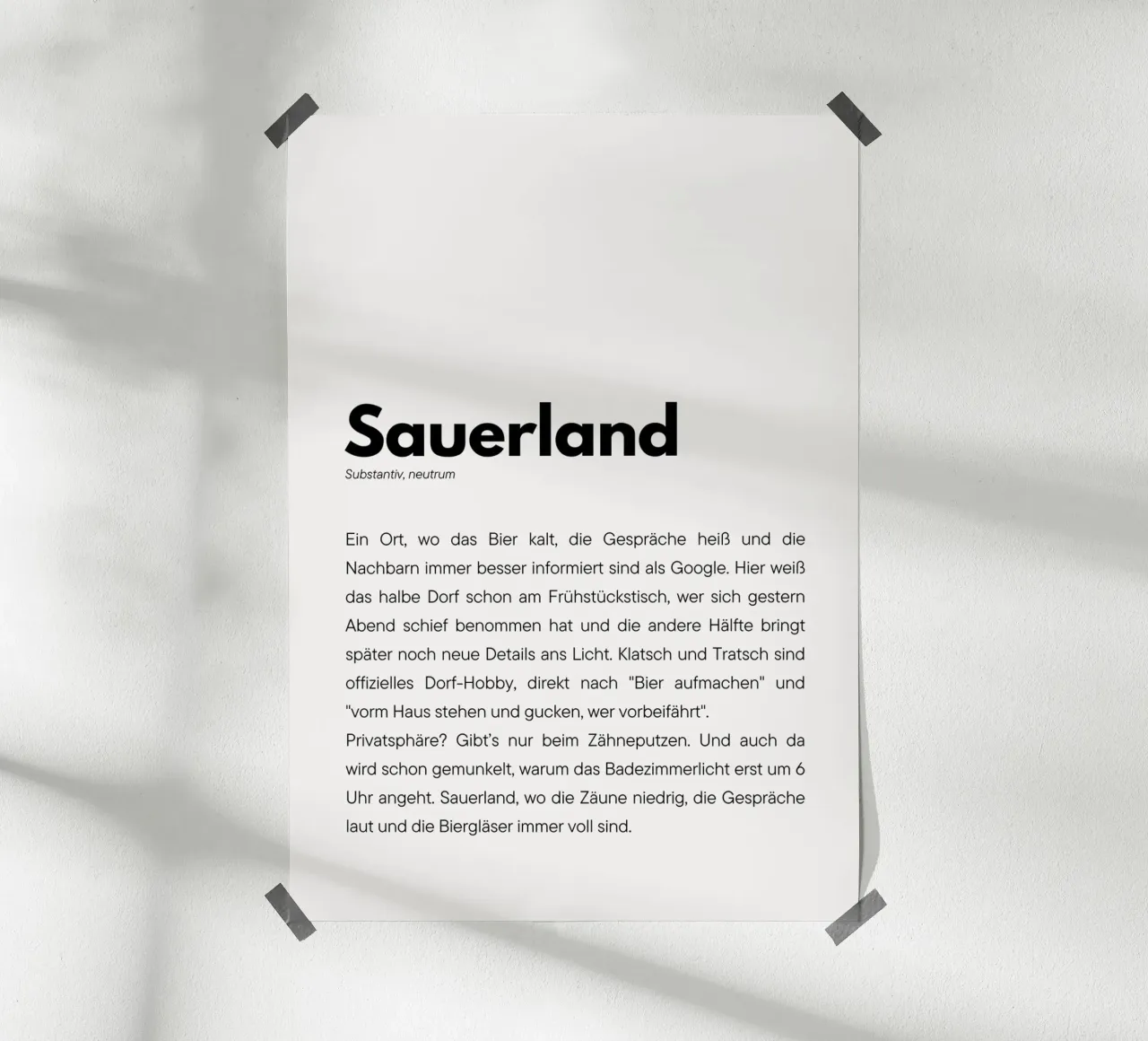 Definition Sauerland poster con telaio in legno da DigiWunderwerk