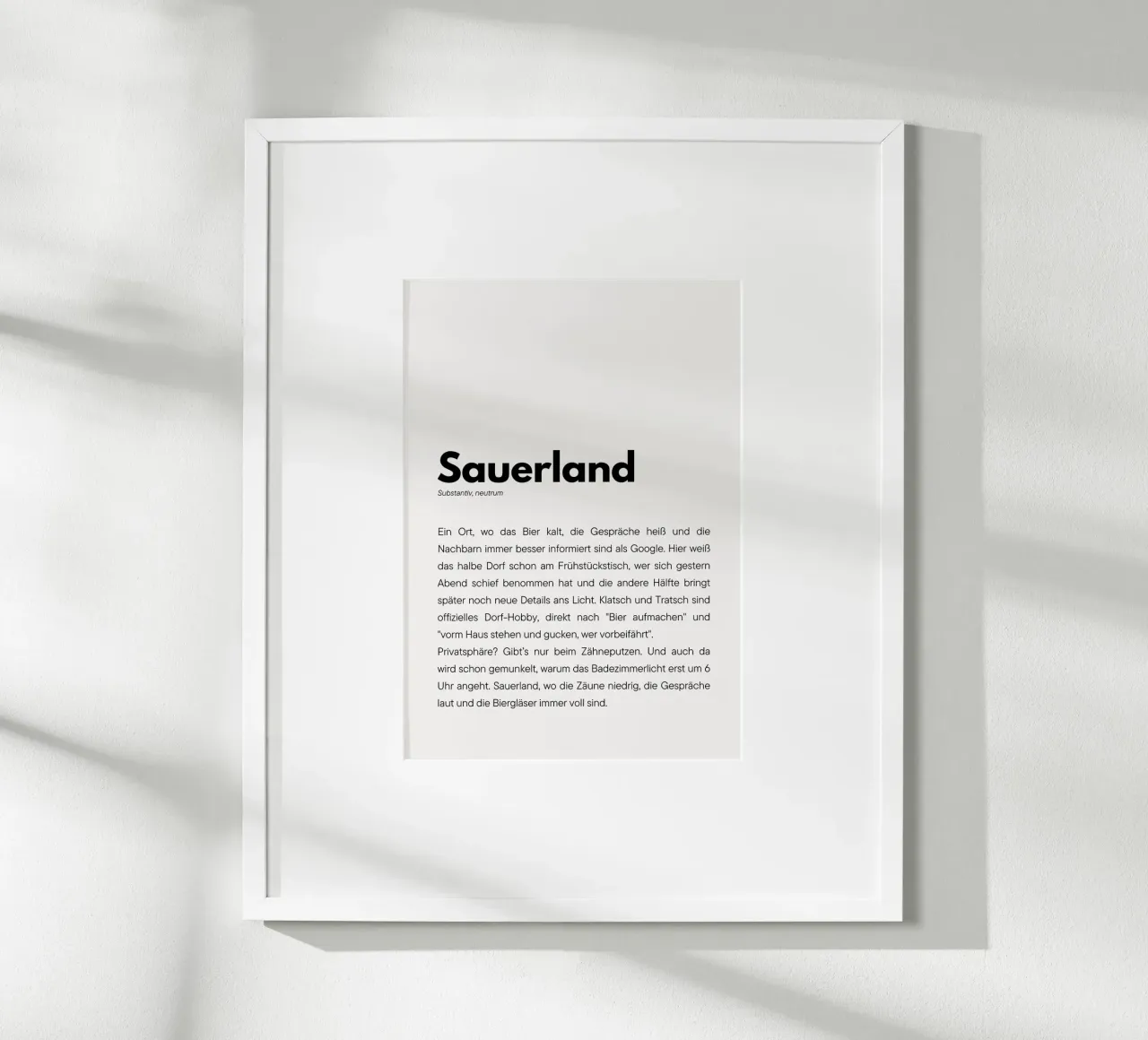 Definition Sauerland poster con telaio in legno da DigiWunderwerk