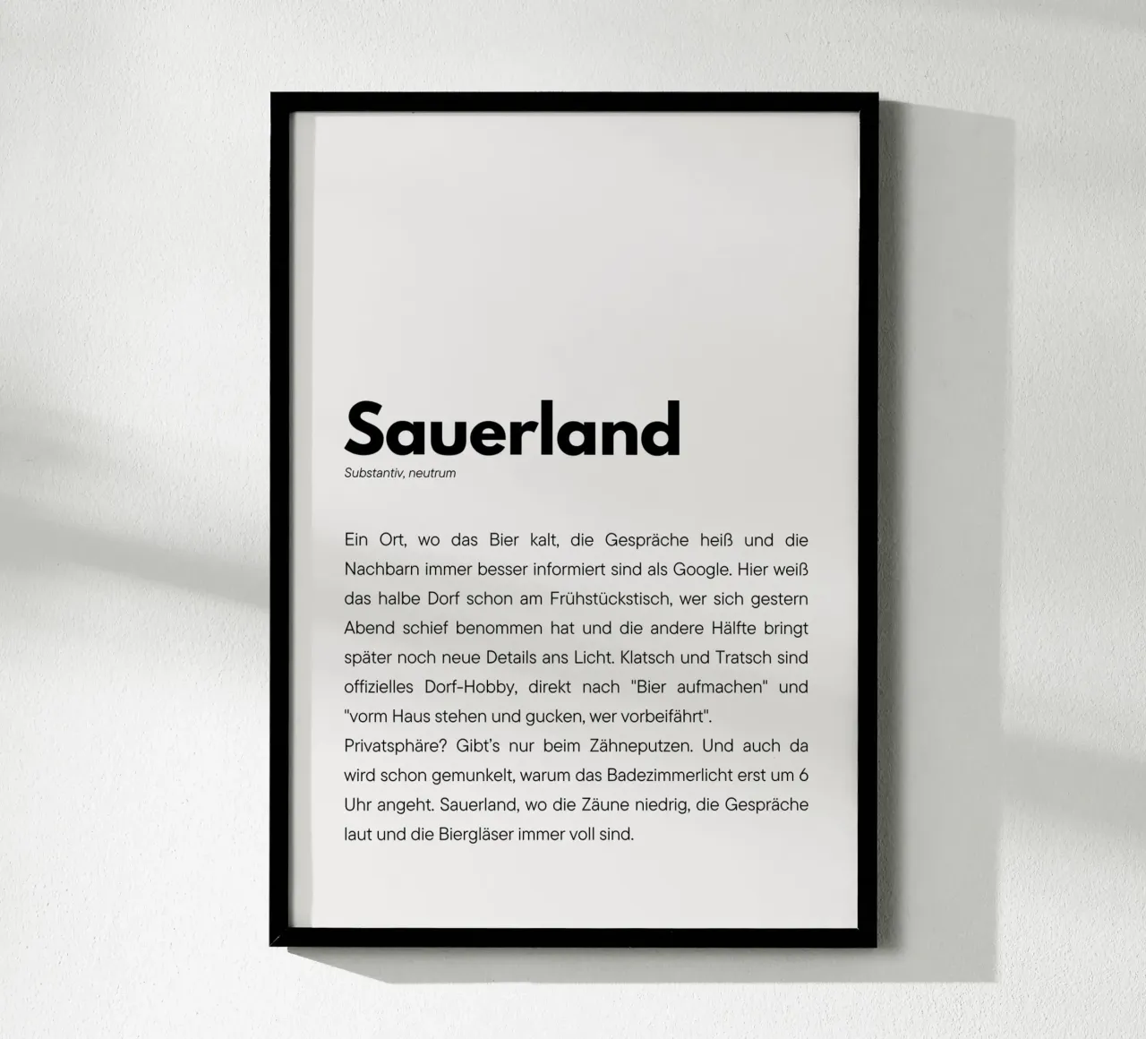 Definition Sauerland poster con telaio in legno da DigiWunderwerk