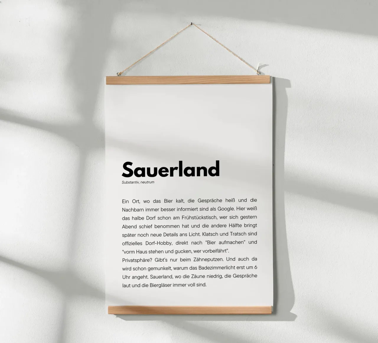 Definition Sauerland poster con telaio in legno da DigiWunderwerk