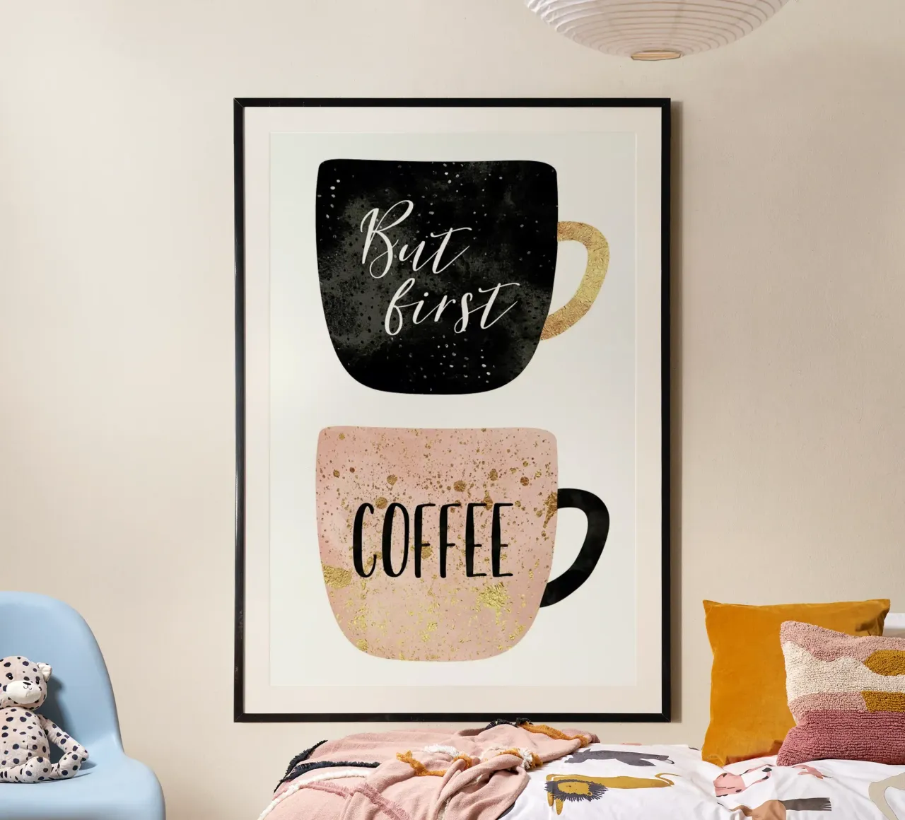 But First, Coffee Poster mit Kunststoffrahmen von Elisabeth Fredriksson