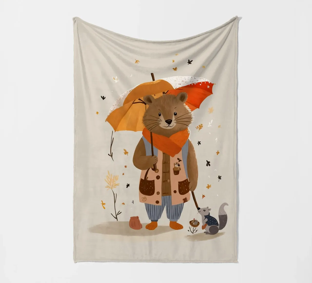 Golden leaves fleece blanket by KidzStudio