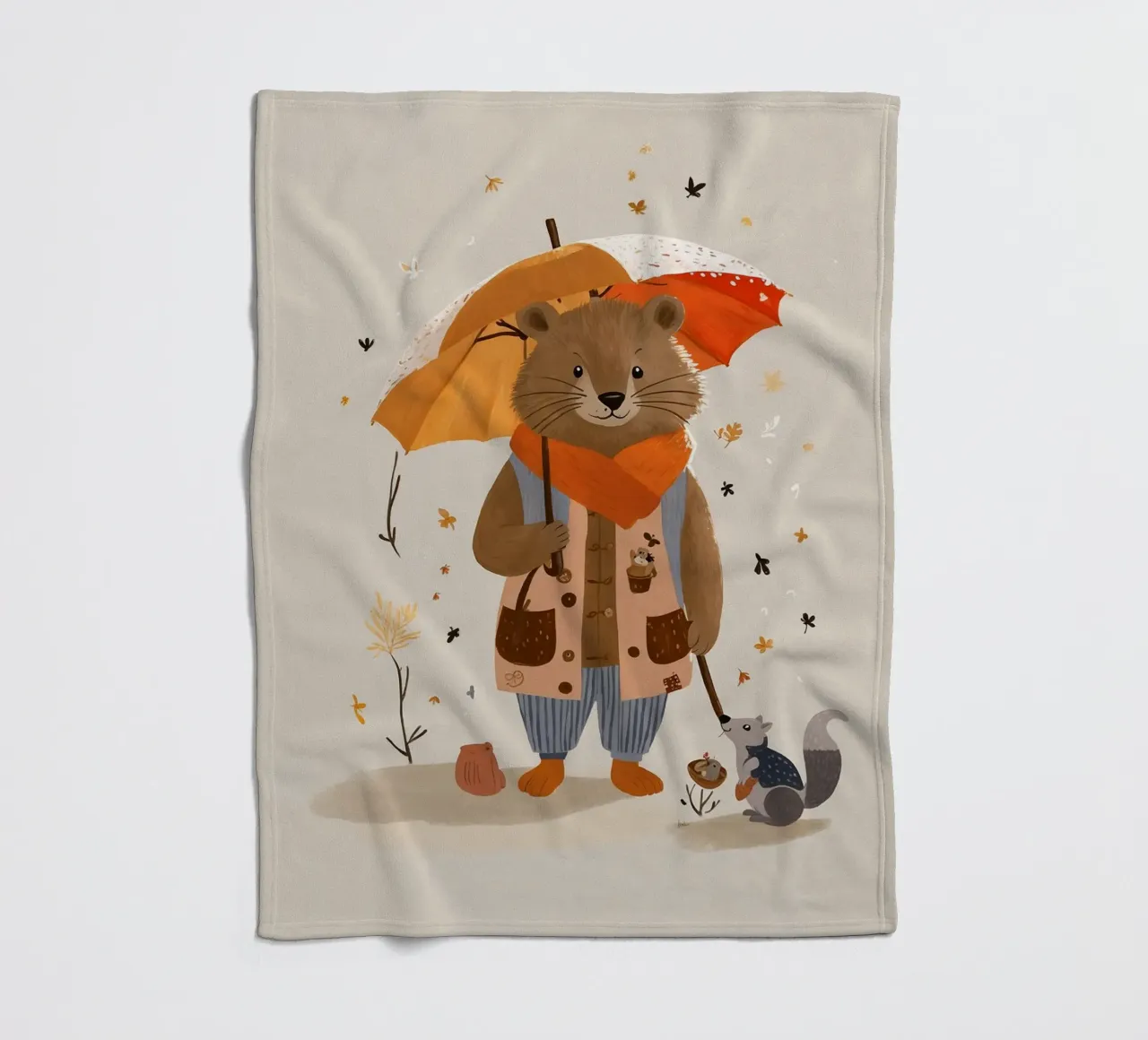 Golden leaves fleece blanket by KidzStudio