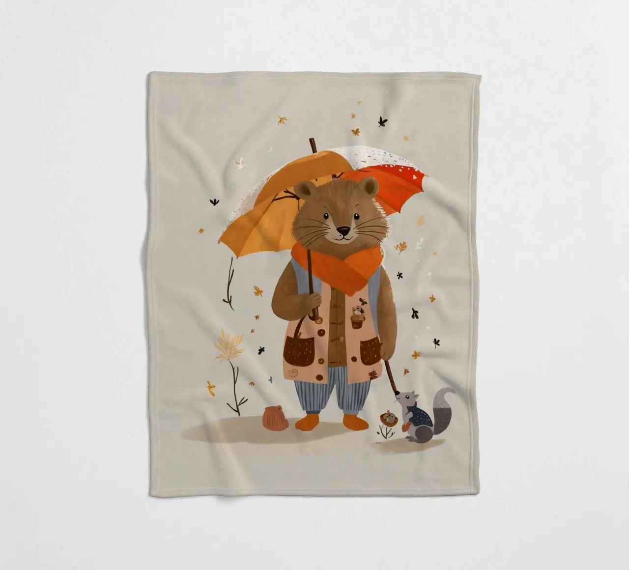 Golden leaves fleece blanket by KidzStudio