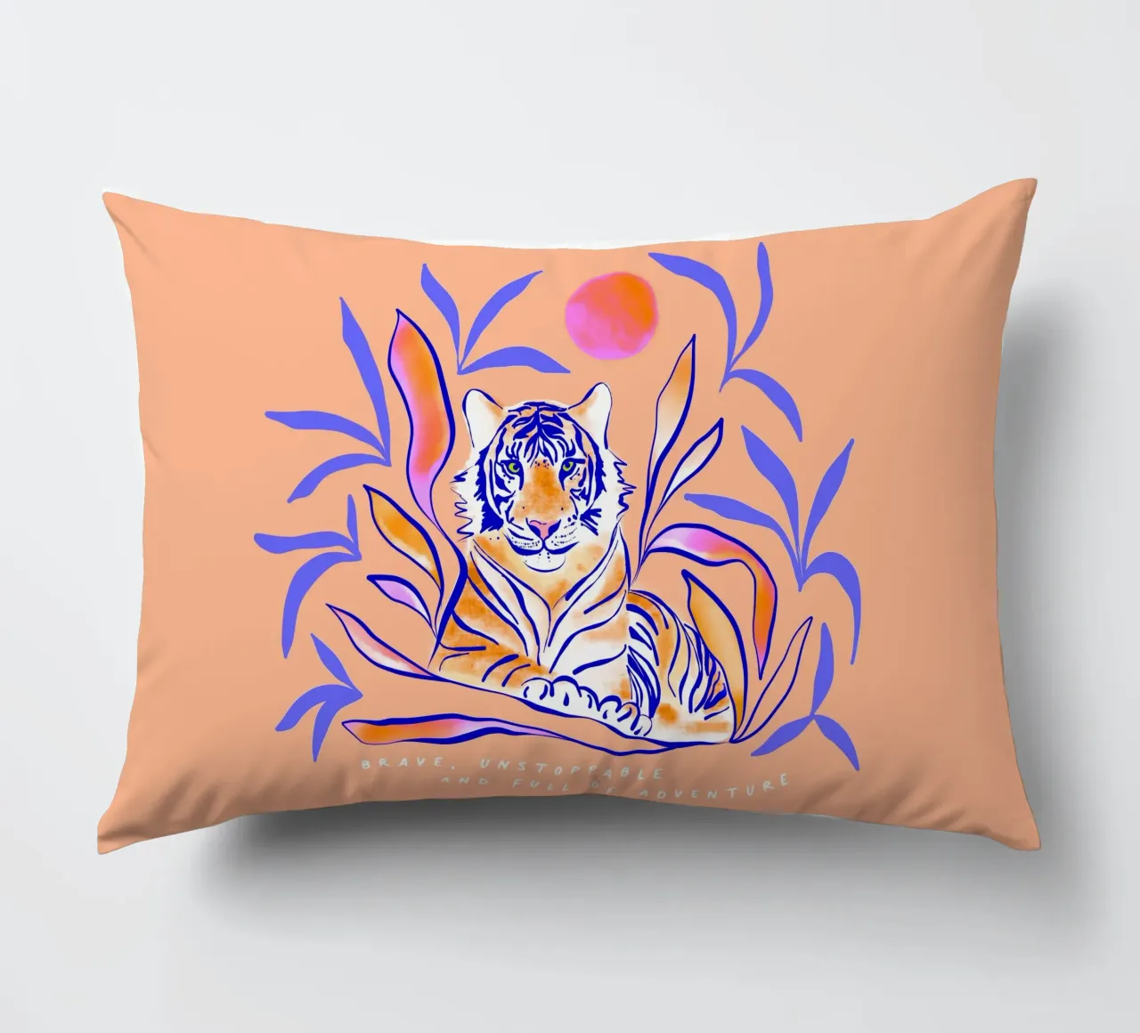 Brave Tiger in Tropical Paradise yes decorative cushion by Dominique Vari