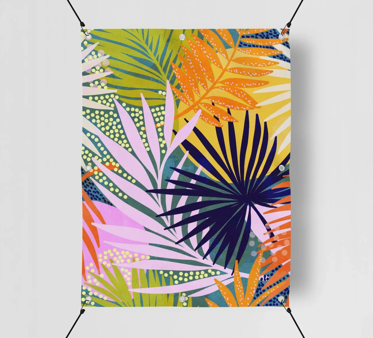 Giungla tropicale boho - Modello retrò con foglie di palma telo in pvc da Dominique Vari