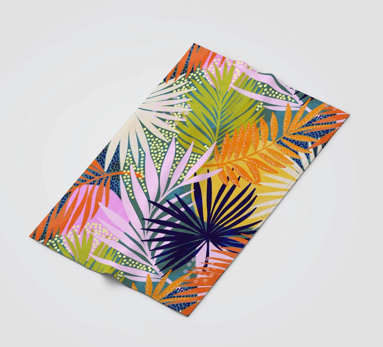 Tropical Boho Jungle • Retro Palm Leaves Pattern fleece blanket by Dominique Vari