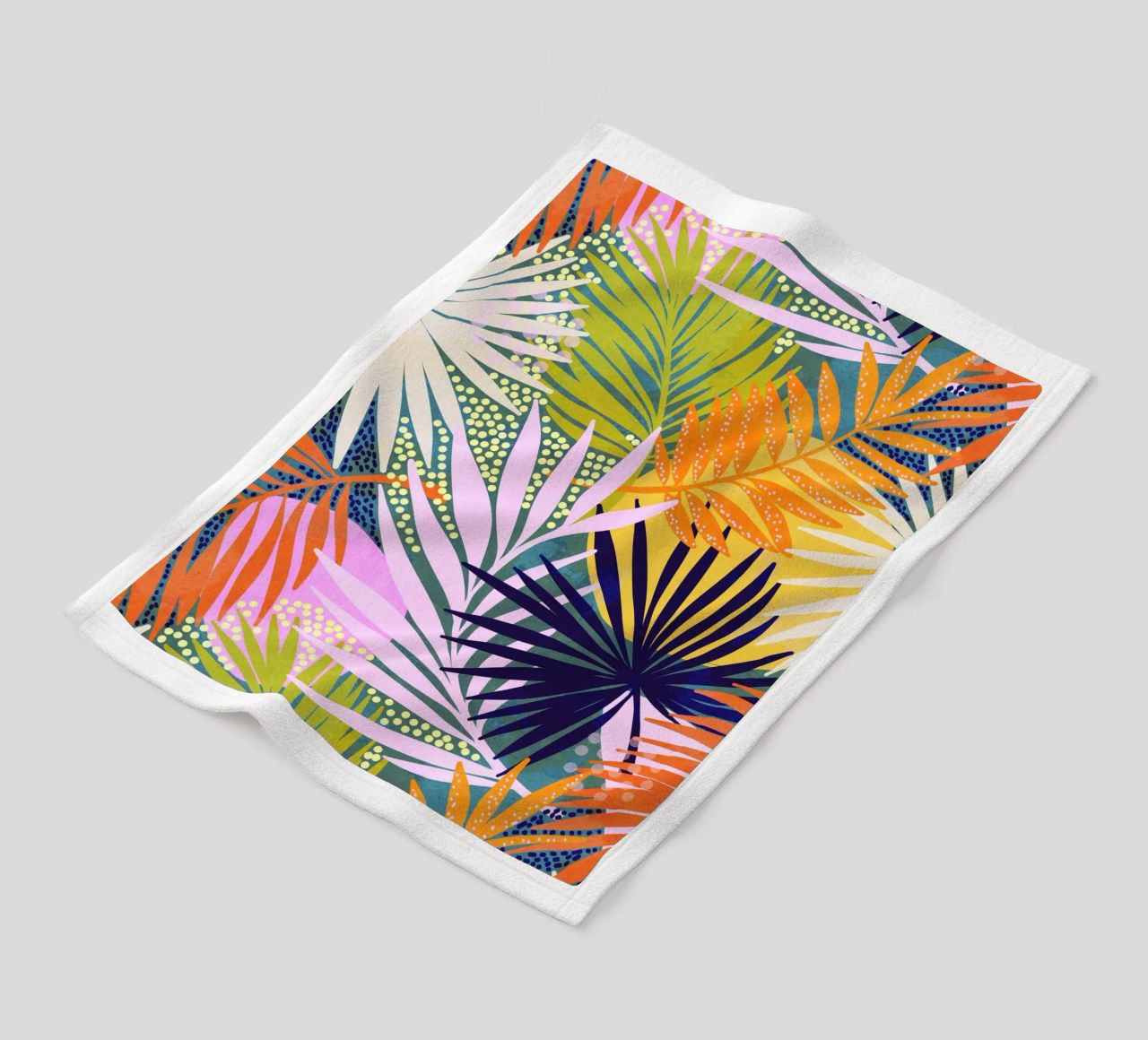 Tropical Boho Jungle • Retro Palm Leaves Pattern fleece blanket by Dominique Vari