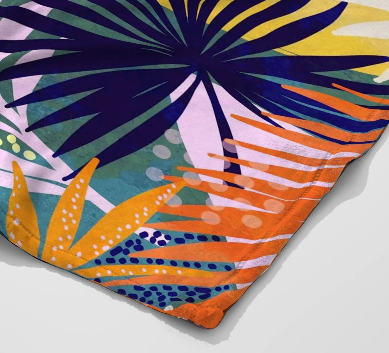 Tropical Boho Jungle • Retro Palm Leaves Pattern fleece blanket by Dominique Vari