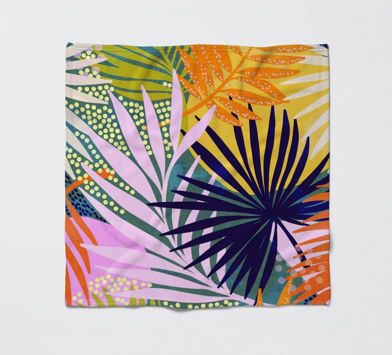 Tropical Boho Jungle • Retro Palm Leaves Pattern fleece blanket by Dominique Vari
