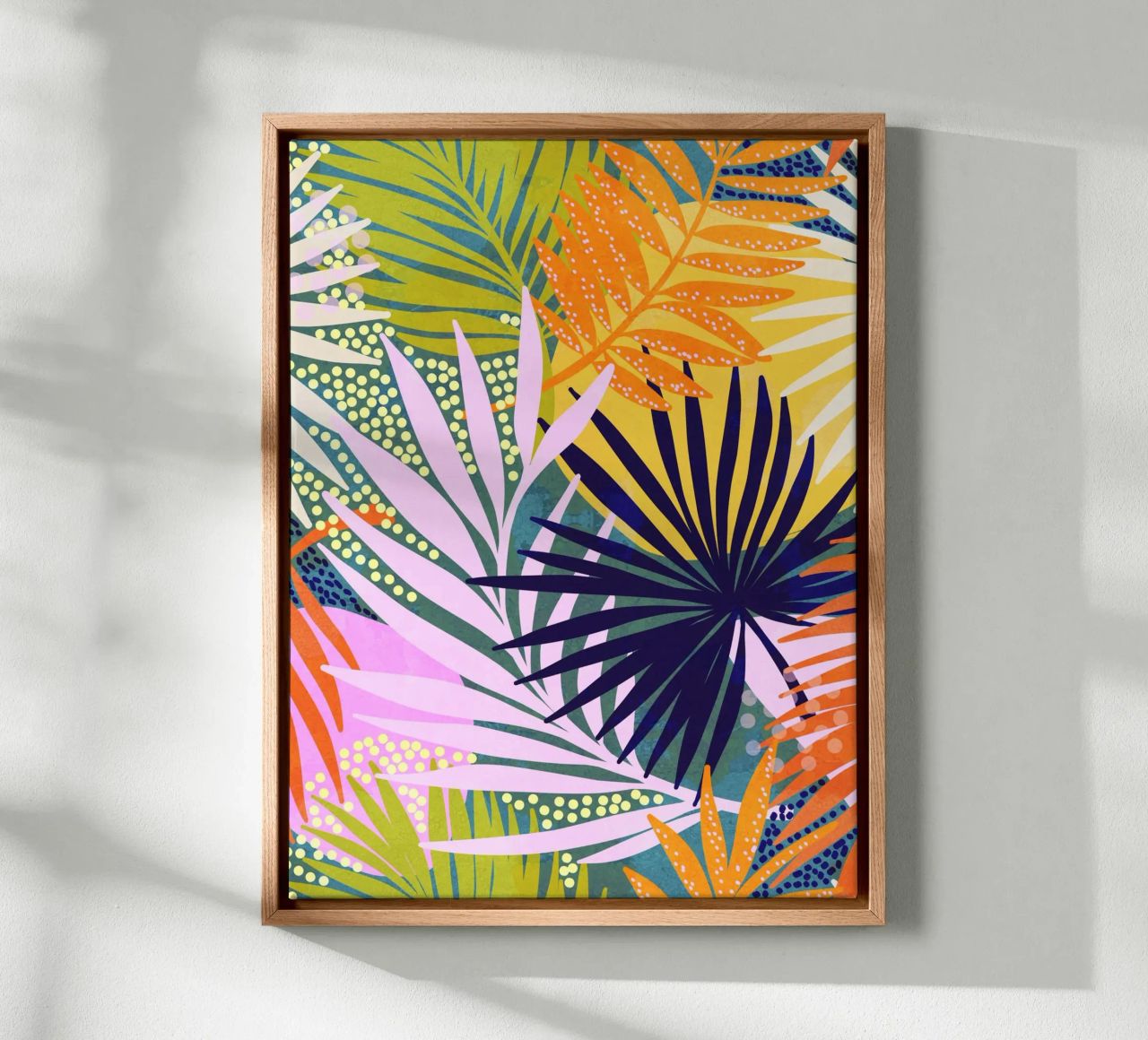 Tropical Boho Jungle • Retro Palm Leaves Pattern canvas by Dominique Vari