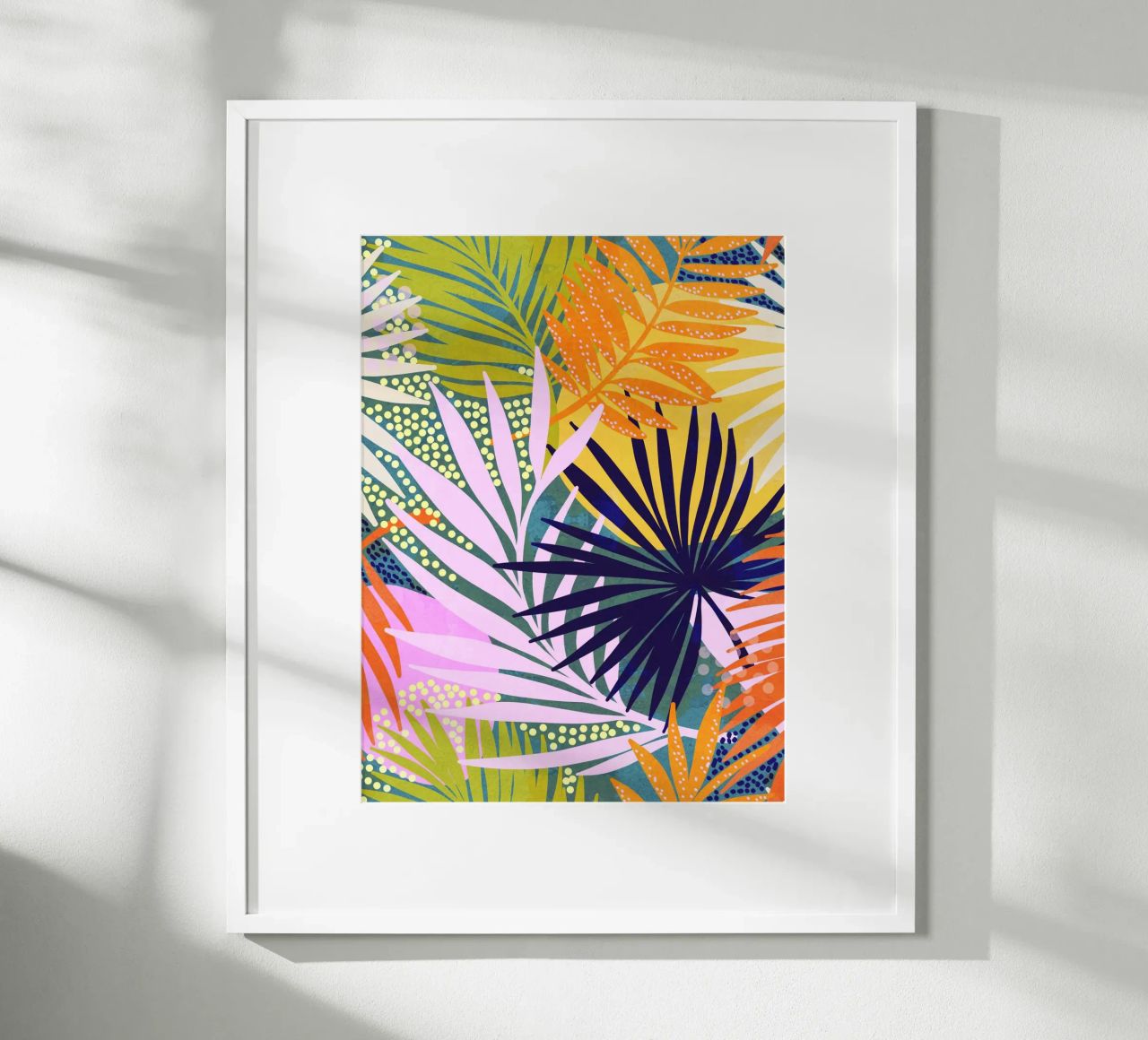 Tropical Boho Jungle • Retro Palm Leaves Pattern poster by Dominique Vari