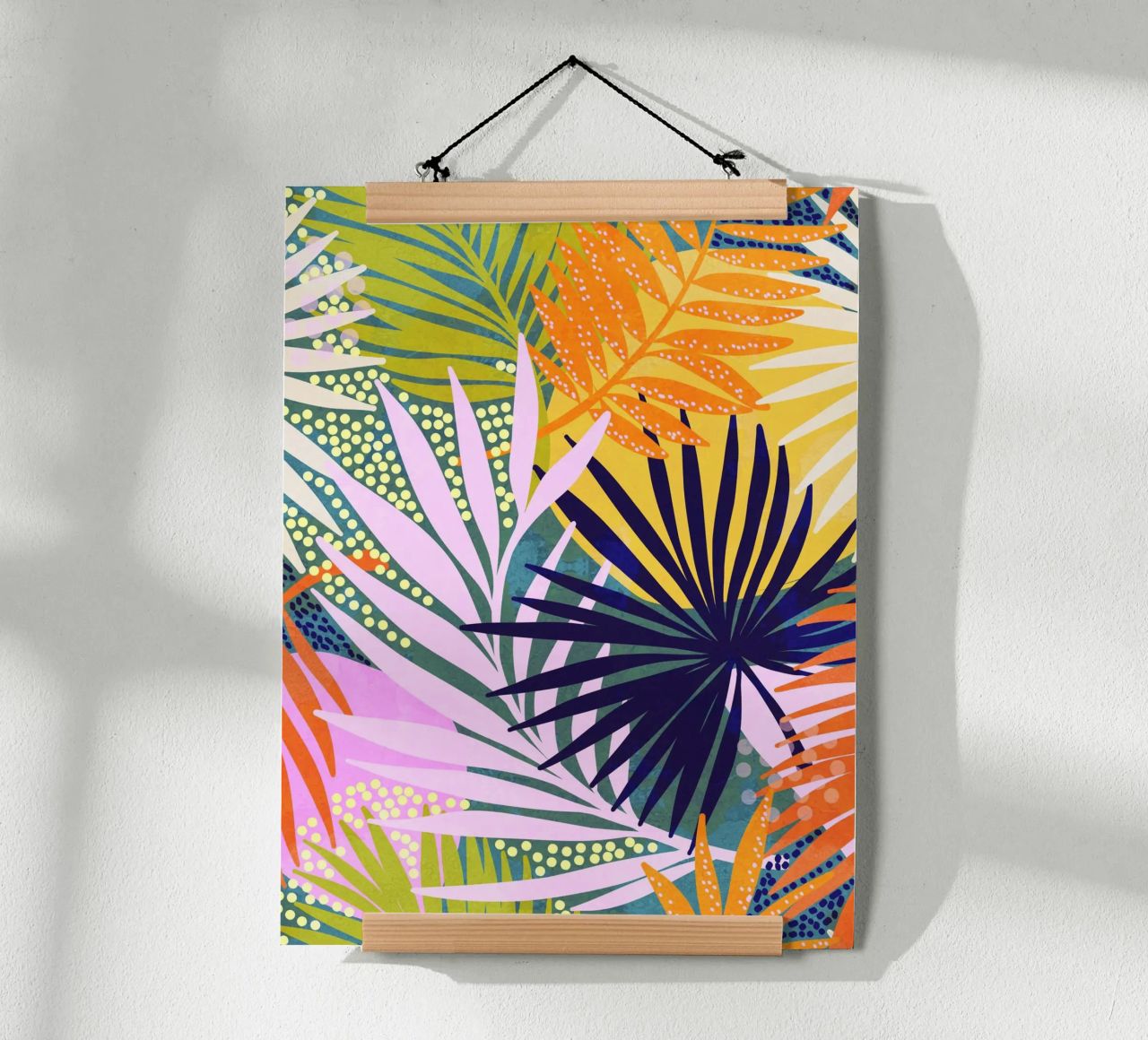 Tropical Boho Jungle • Retro Palm Leaves Pattern poster by Dominique Vari