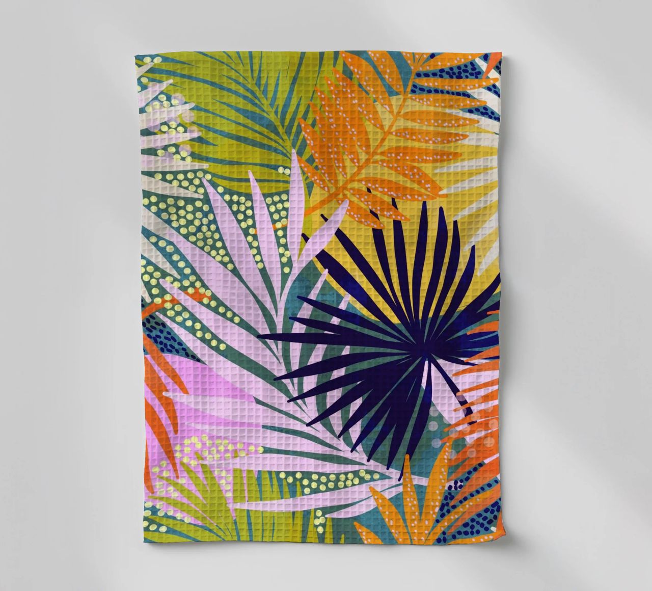 Tropical Boho Jungle - Motif rétro de feuilles de palmier torchon de Dominique Vari