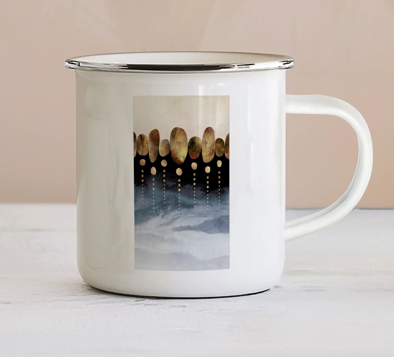 Natural Abstraction enamel mug by Elisabeth Fredriksson