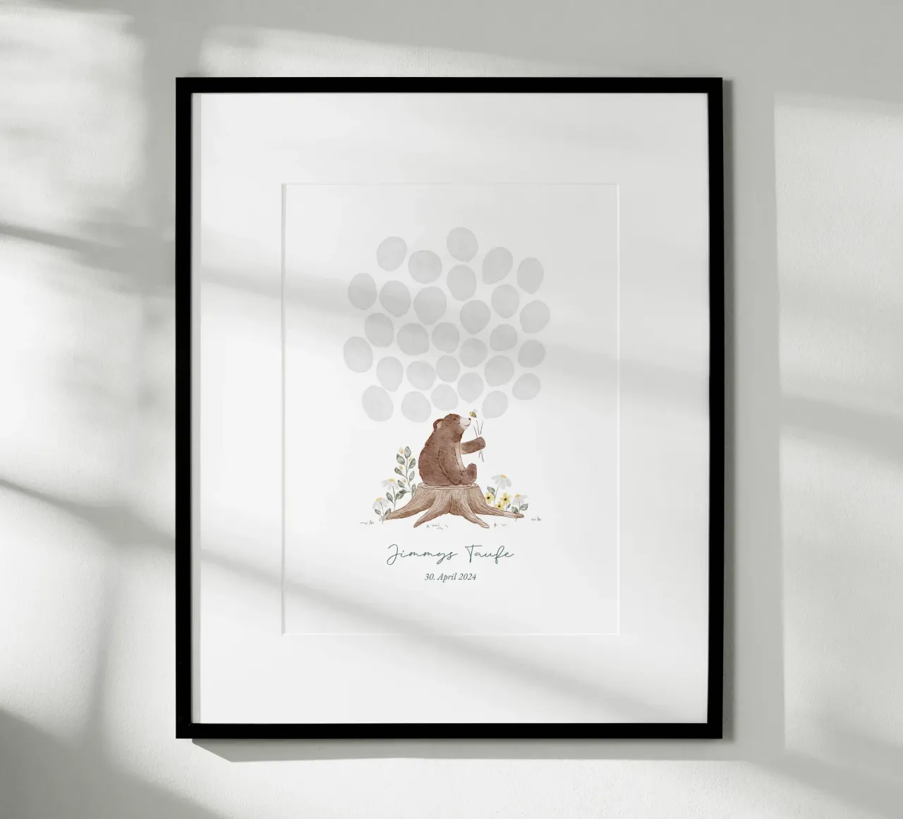 Guestbook poster with bear and balloons for fingerprints hahnemühle by youdiful