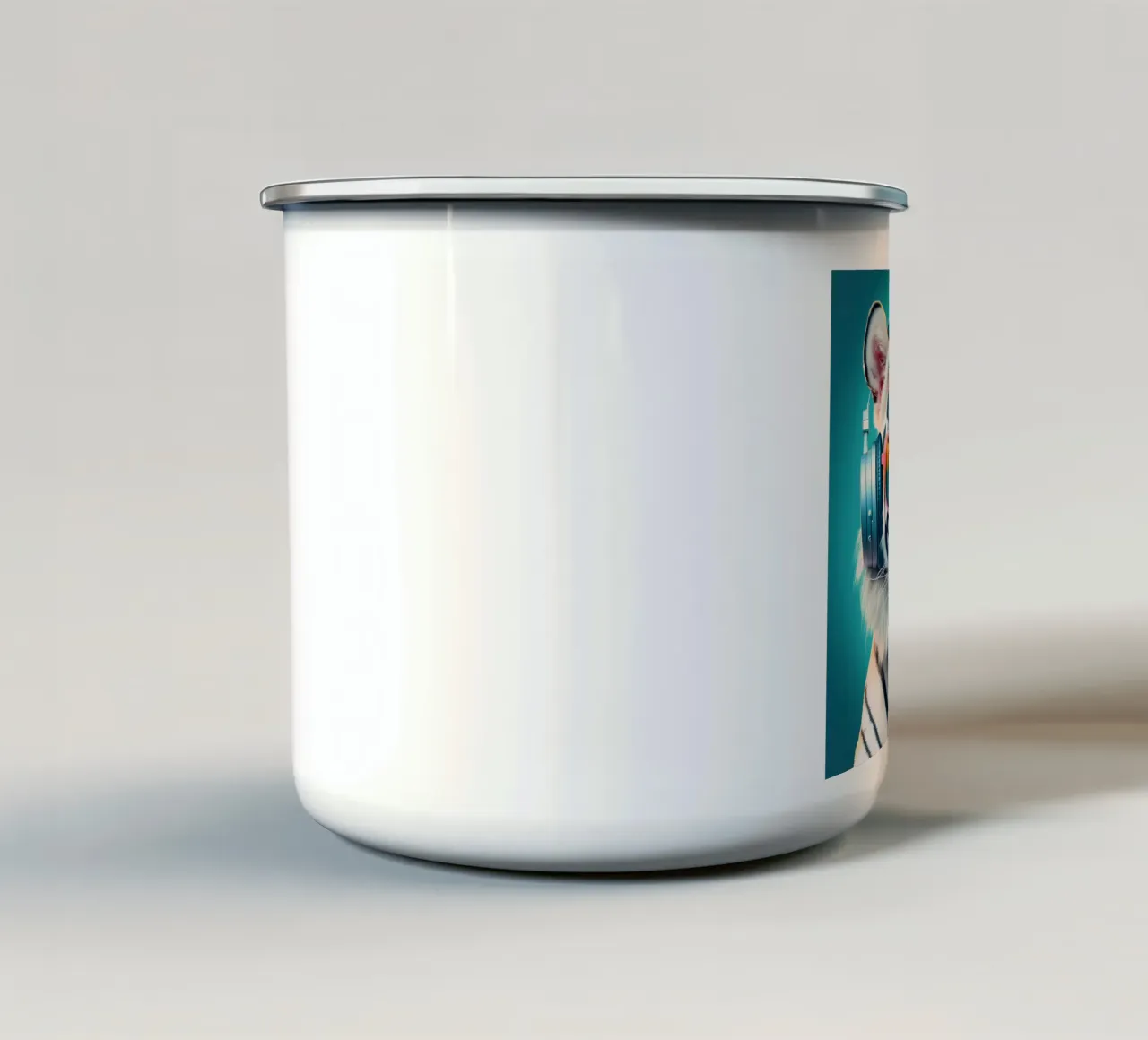 Cooler Tiger Kunstdruck - Funky Kopfhörer & Bubble Gum Emaille Tasse von FlexiDesignsByK