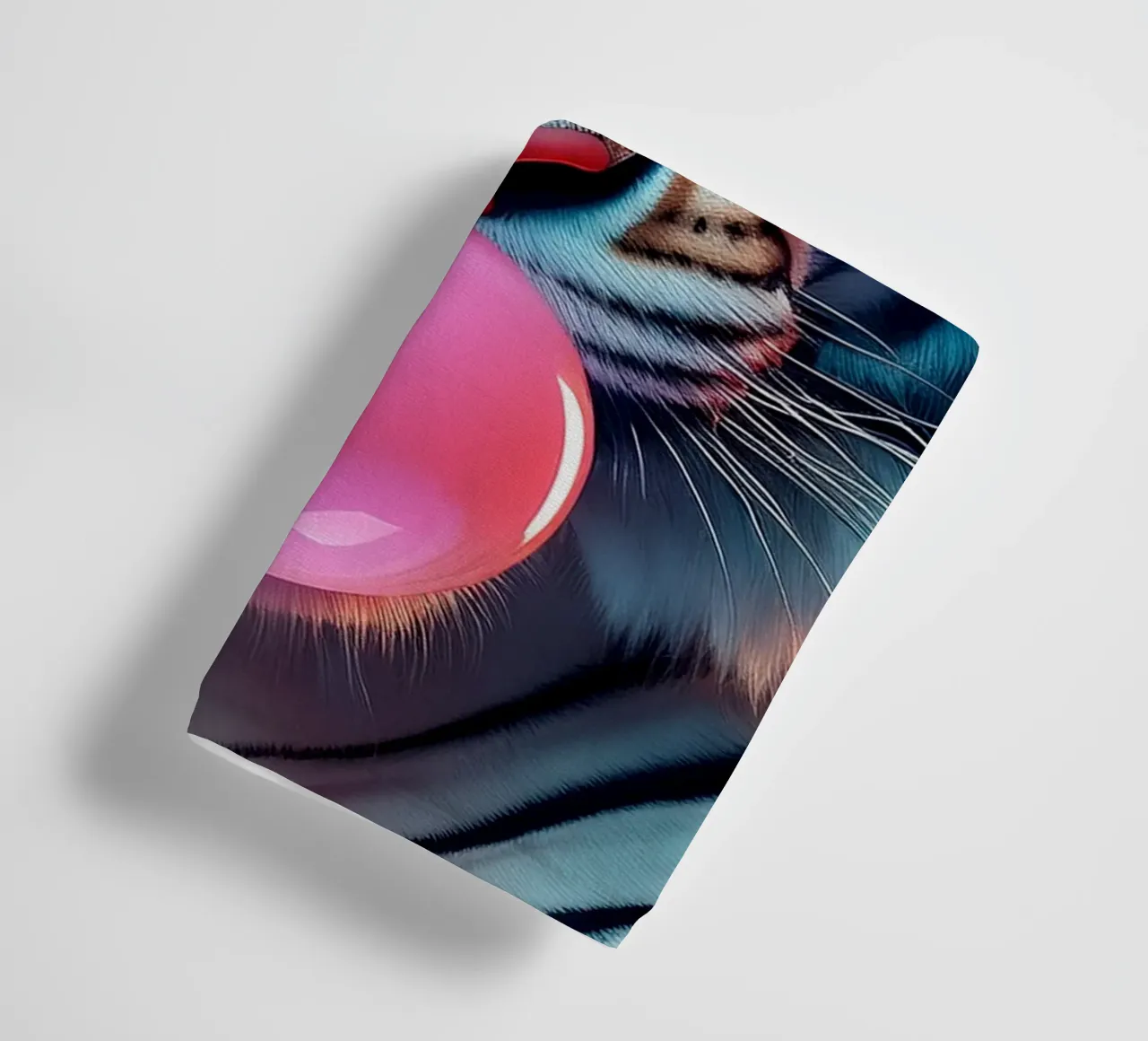 Cooler Tiger Kunstdruck - Funky Kopfhörer & Bubble Gum Handtuch von FlexiDesignsByK