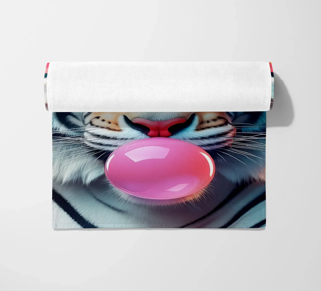 Stampa artistica Cool Tiger - Cuffie funky e gomme da masticare telo mare da FlexiDesignsByK