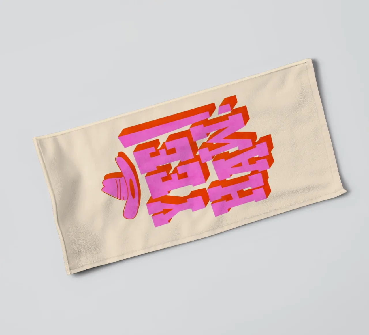 Yeehaw Western Retro Typografie - Rosa & Orange Cowboy Kunst Handtuch von showmemars